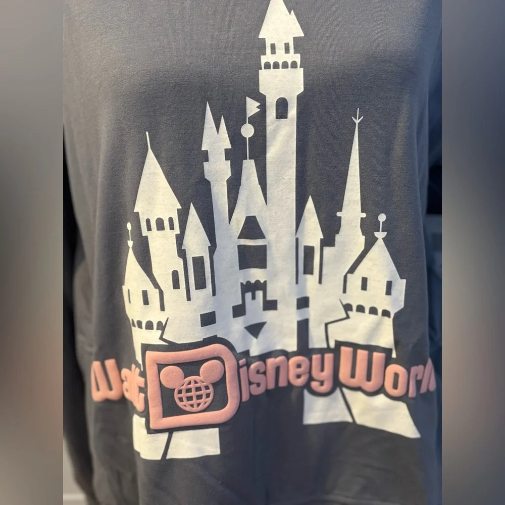 Disney Gray Magic Kingdom Castle Graphic Lightweight Crewneck Sweatshirt - Picture 3 of 12